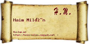 Haim Milán névjegykártya